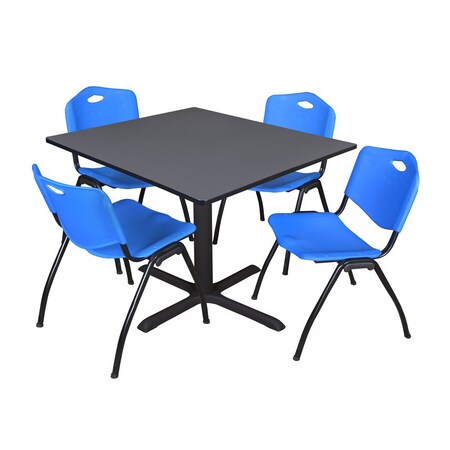 Cain Cain Square Table & Chair Set, Wood, Metal, Plastic Top, Grey TB4848GY47BE
